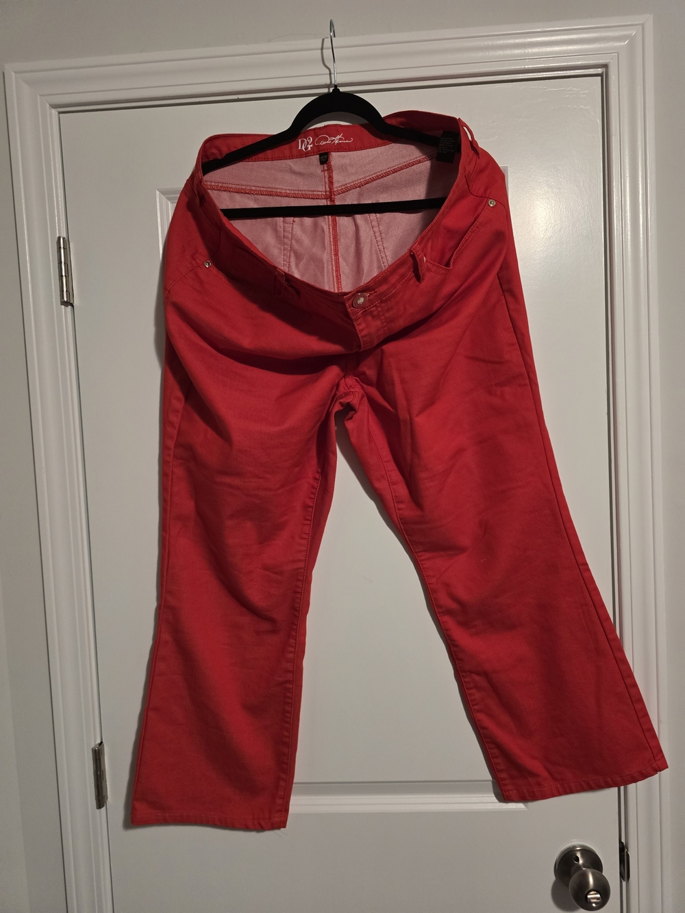 Diane Gilman Red Jeans with Branded Silver Snap